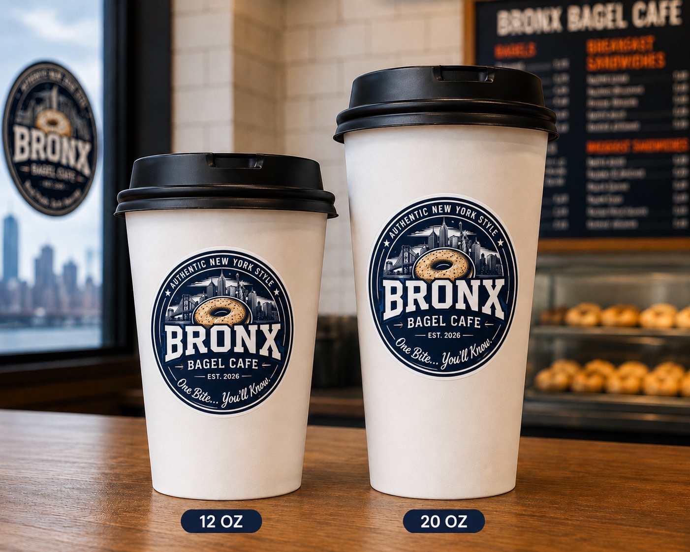 Bronx Bagel Cafe coffee sizes